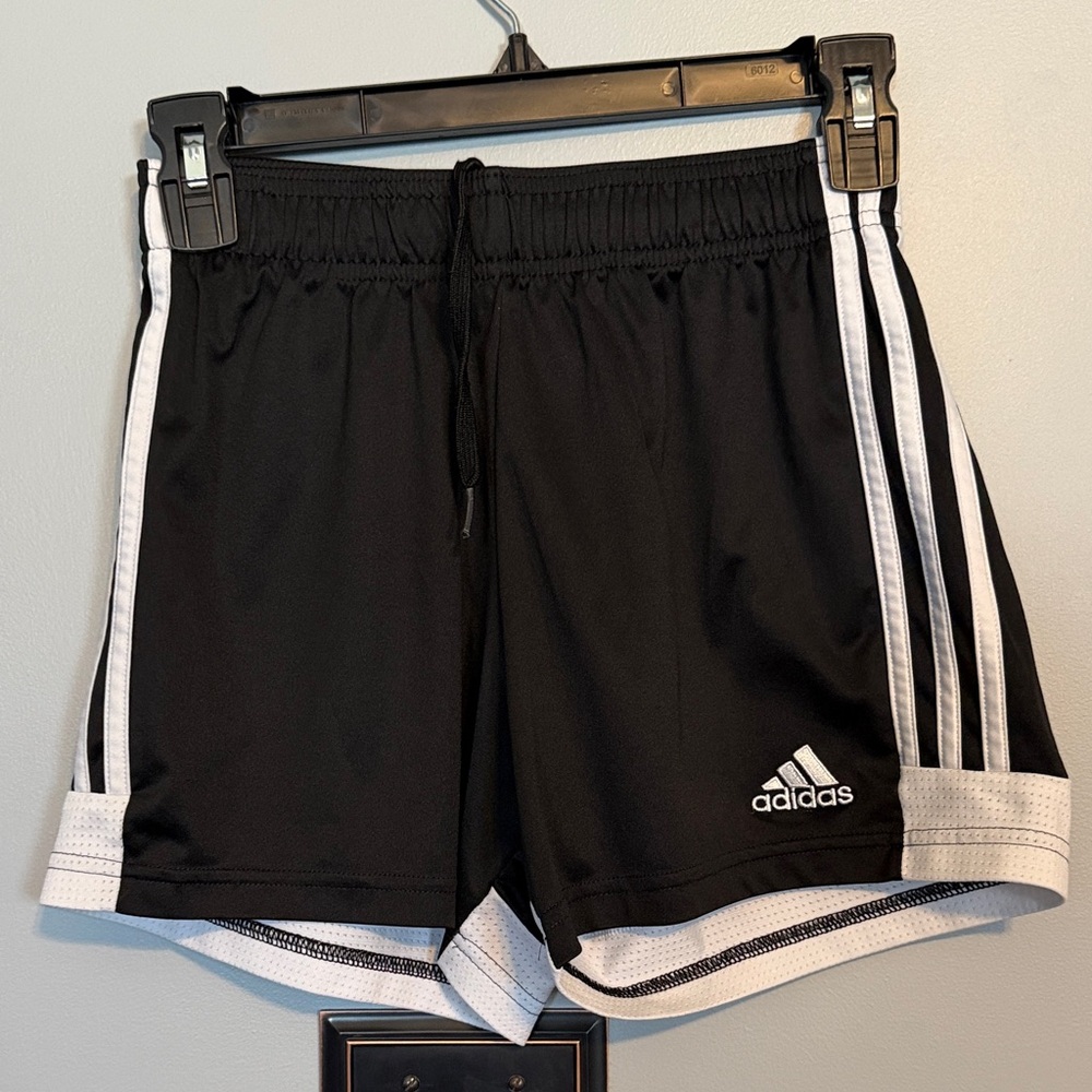 Adidas Women's Athletic Shorts in Black with White Stripes